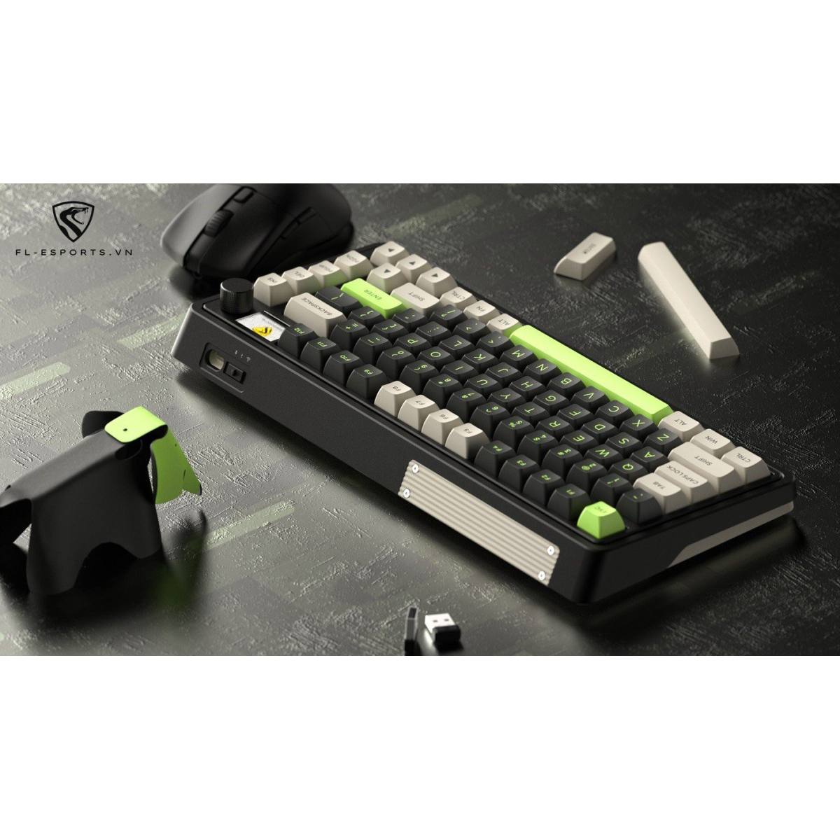 Bàn phím FL-Esports CMK75 Desert Grey | Không dây - Màn Hình LED