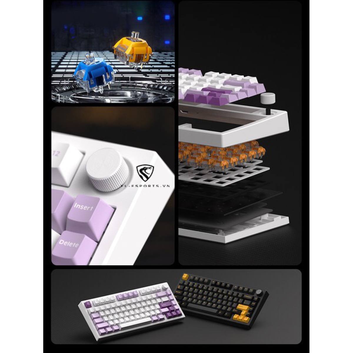 Bàn phím FL-Esports GP75 Polar Night | Không dây - Mạch xuôi - Hotswap