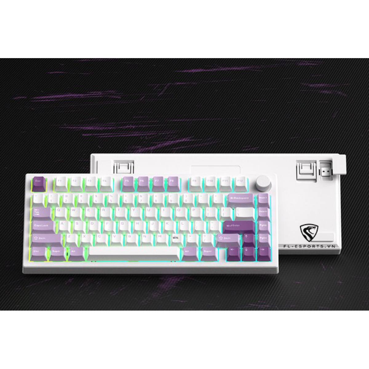 Bàn phím FL-Esports GP75 Taro Purple | Không dây - Mạch xuôi - Hotswap