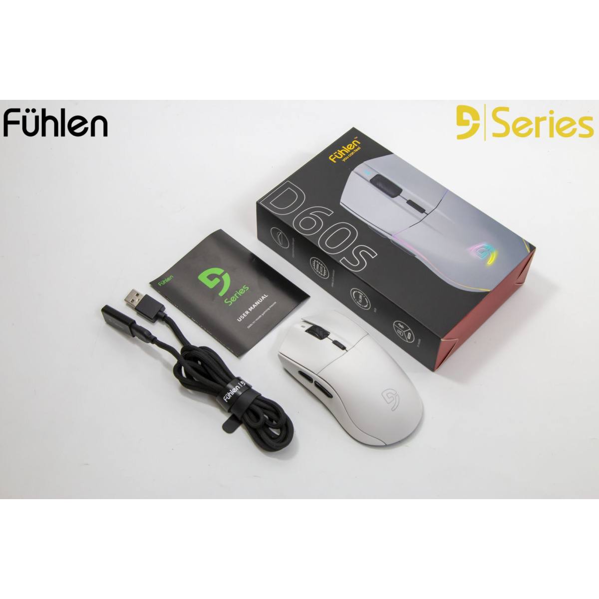 Chuột Fuhlen D60s - White Wireless | 3 Mode - RGB