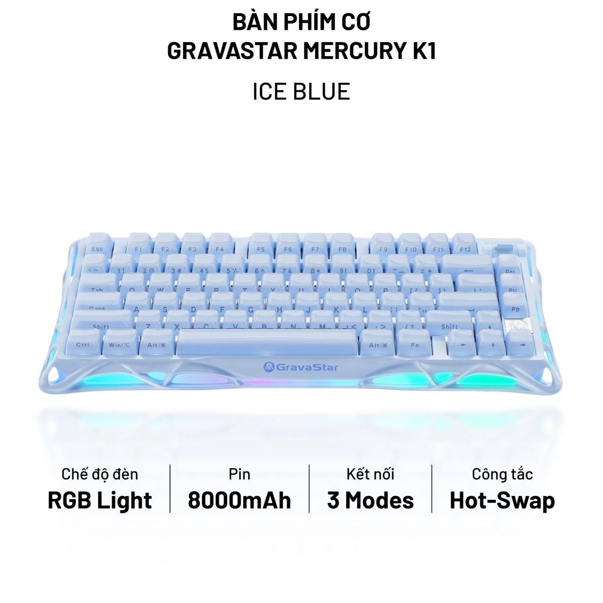 Bàn phímGravastar Mercury K1 - Ice Blue