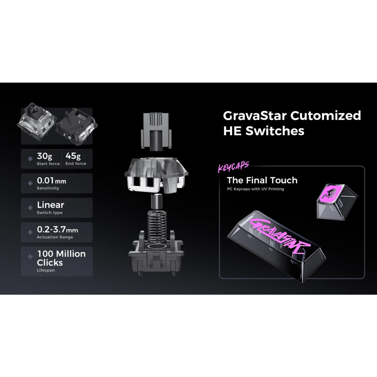 Bàn phím Gravastar Mercury V75 Lite - Transparent Black (Hàng Chính Hãng)