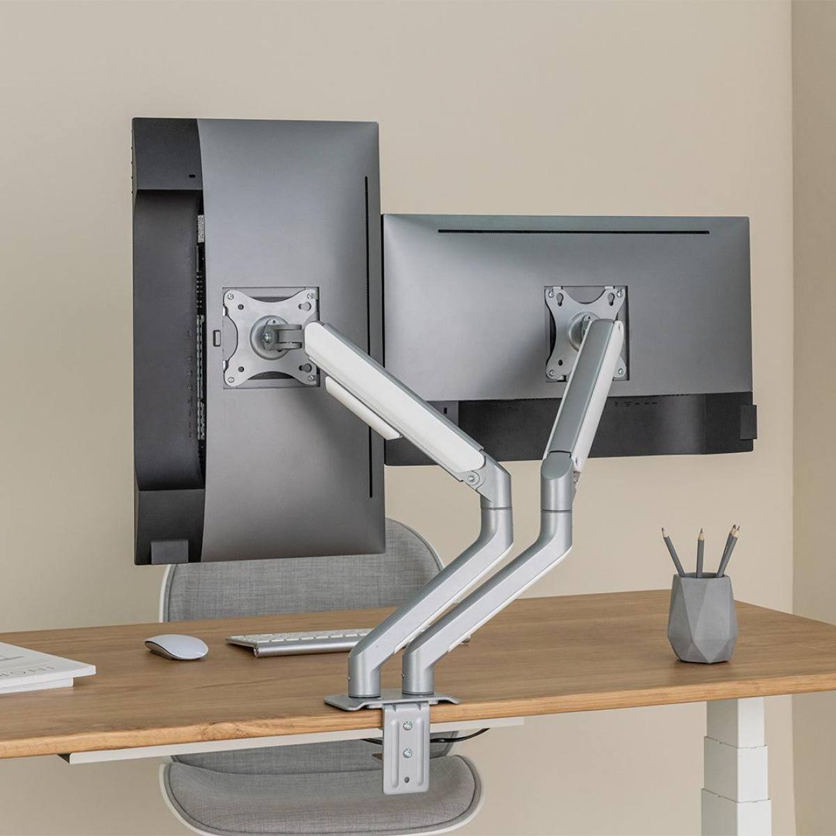 Giá đỡ màn hình đôi Human Motion T6 Pro – Dual | Màu Trắng