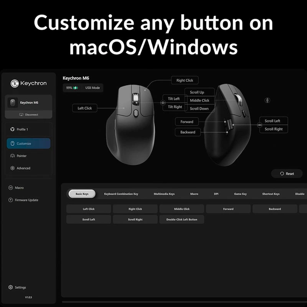 Chuột Keychron M6 Wireless Silent - Black/White