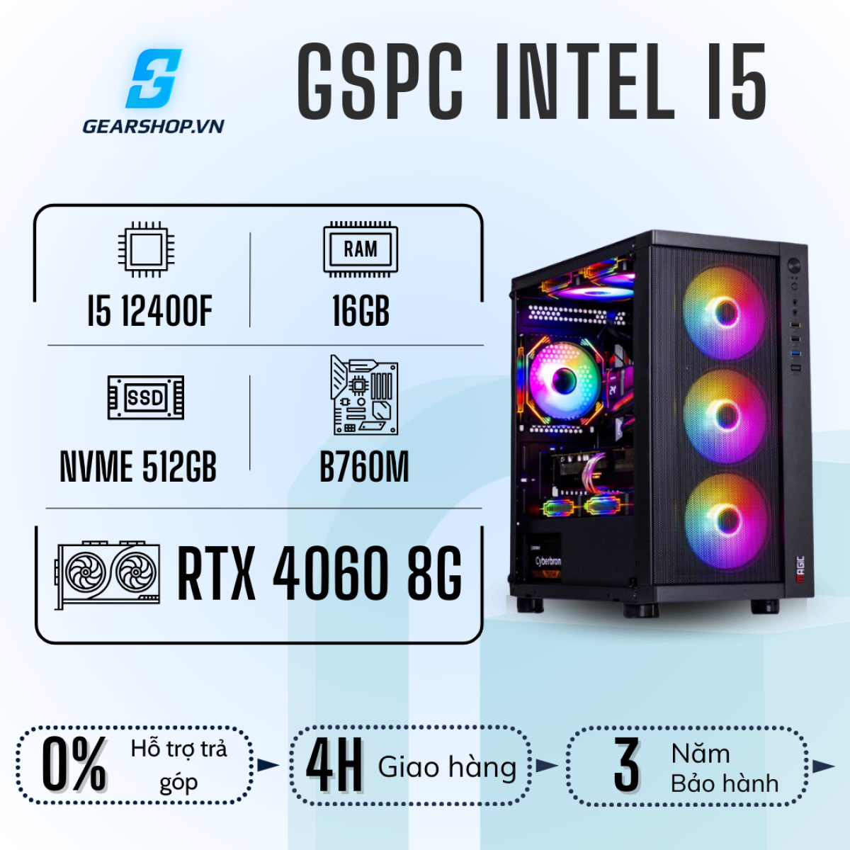 GSPC Intel I5 | i5 12400F - RTX 4060 - 16GB - 512GB