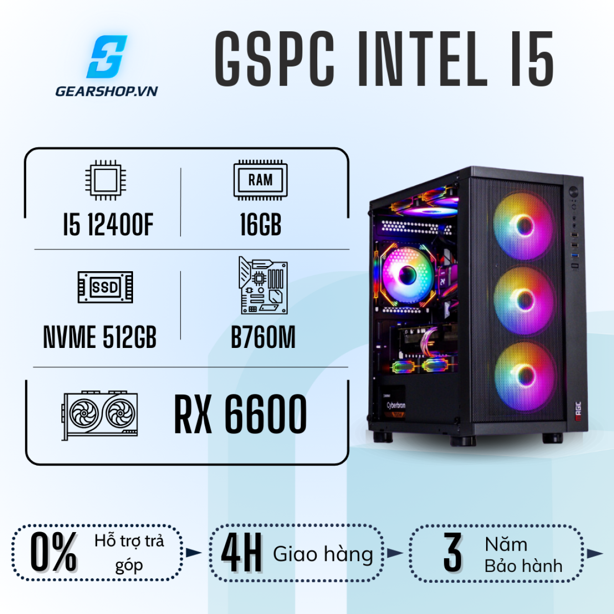 GSPC Intel I5 | i5 12400F - RX 6600 - 16GB - 512GB