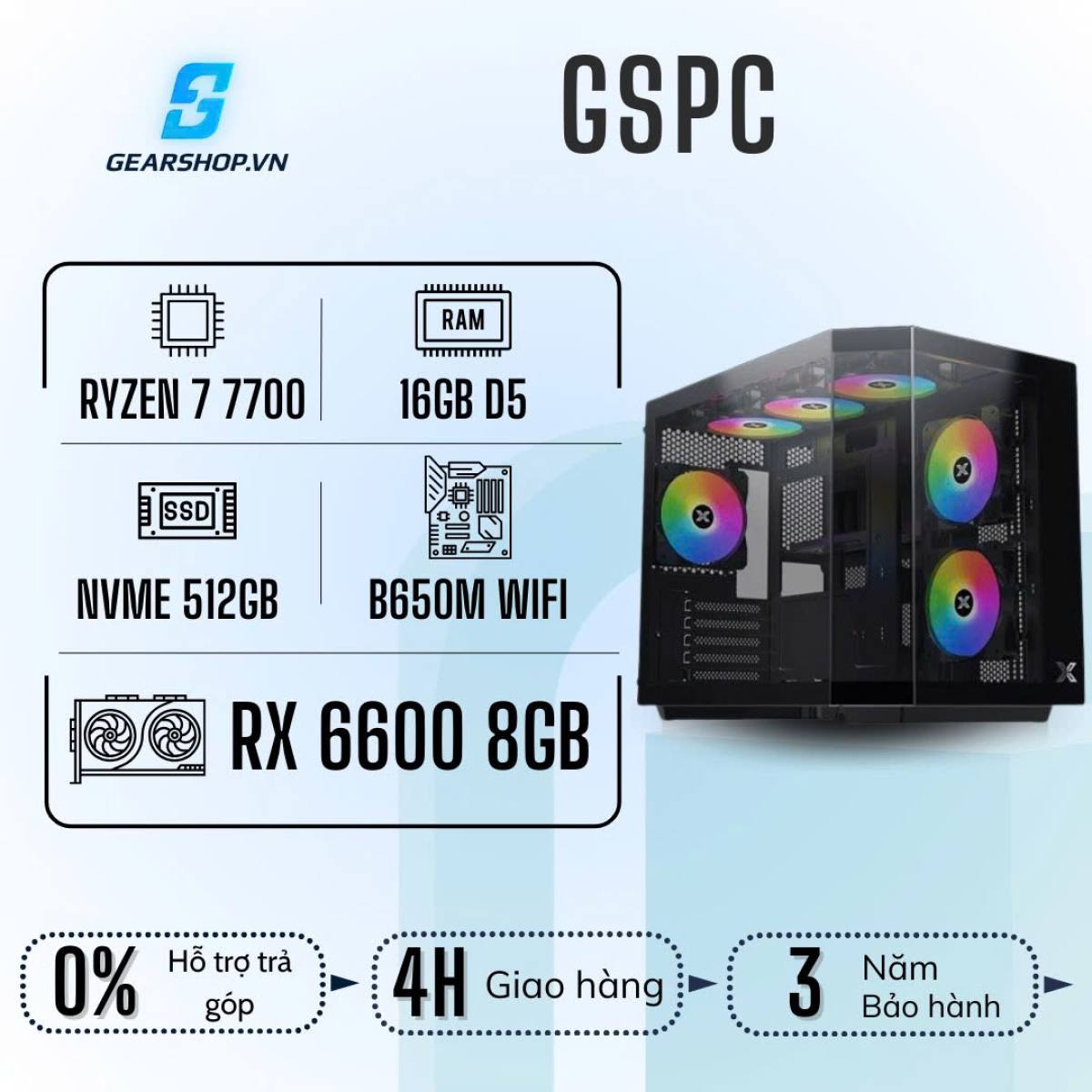 GSPC AMD R7 | R7 7700 - RX 6600 - 16GB - 500GB