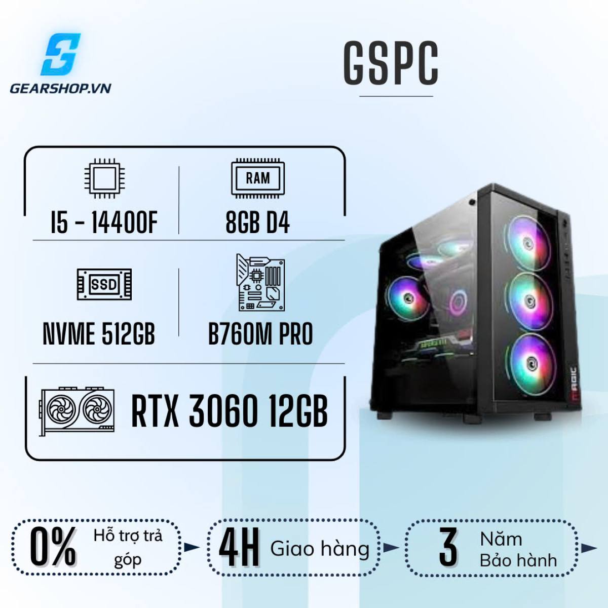 GSPC Intel I5 | I5 14400F - RTX 3060 - 8GB - 512GB