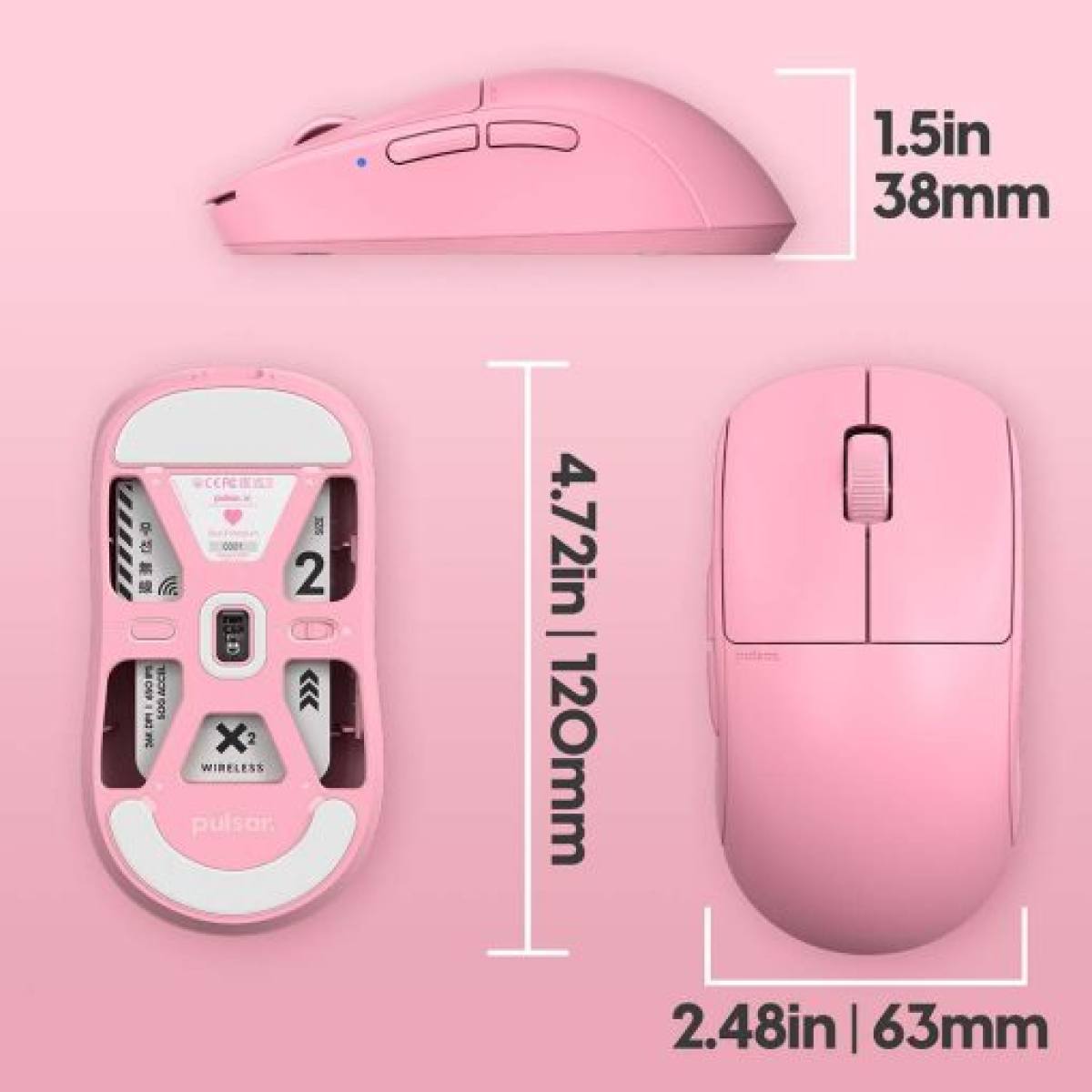 Chuột Pulsar X2 Pink | Không dây - siêu nhẹ