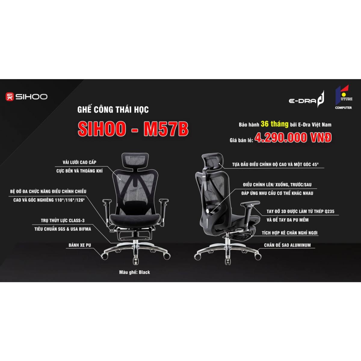 Ghế công thái học SIHOO M57B